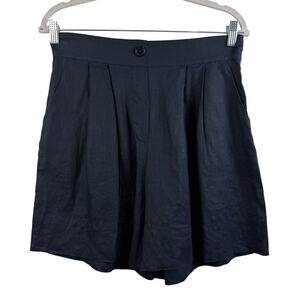 NWT Sundays By WeAreSundays Navy Electra Shorts Medium 100% Linen Pleated Preppy